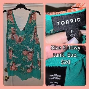 Torrid Teal and Coral Floral Tank Top